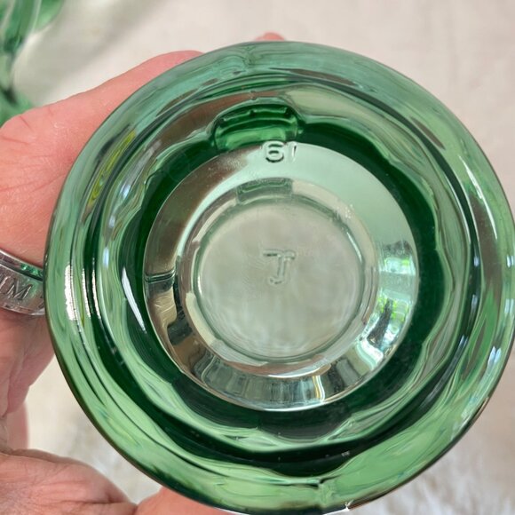 Set Of 4 Coca-Cola Embossed Heavy Green Glass Mugs With Handle Vintage Style 16 - Picture 7 of 11